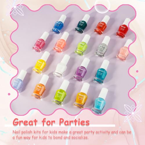 Kids Nail Polish - 18 Color Non Toxic Nail Polish for Kids Quick Dry Peel-Off Water Based Toddler Nail Polish, Rainbow Colors Gifts Nail Polish Kids for Ages 3+
