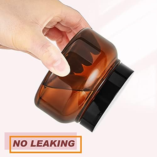 Tessco 24 Pack Plastic Jars with Lids Labels Plastic Containers Round Refillable Cosmetic Containers Empty Body Butter Jars Sugar Scrub Containers for Cosmetics (Brown,8 oz)