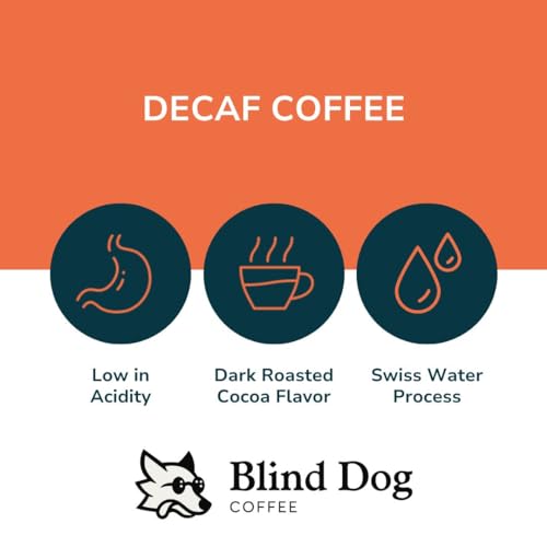 Blind Dog Coffee - 2 lb Whole Bean Decaf Coffee - Medium Roast - Low Acid - Cocoa, Marshmallow, Black Tea Notes