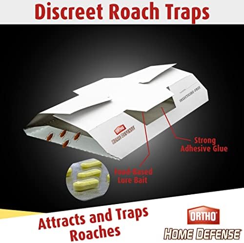 Ortho Home Defense Roach Trap with Bait Tablets, Cockroach Killer, Baited Glue Traps, Roach Traps, High Catch Rate, Roach Killer Indoor Infestation for Homes & More, 30 Traps (6 Pack)…