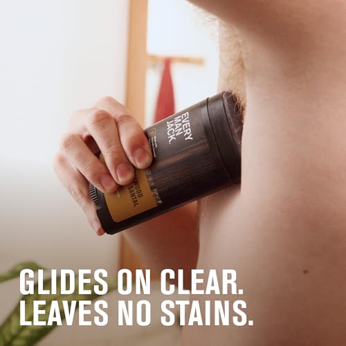 Every Man Jack Amber + Sandalwood Men’s Deodorant - Stay Fresh with Aluminum Free Deodorant For all Skin Types - Odor Crushing, Long Lasting, with Naturally Derived Ingredients - 3oz (4 Pack)