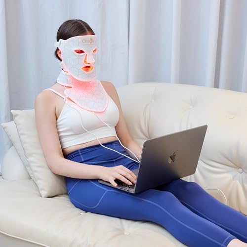 K11 LED Red Light Therapy Face Mask & Neck | 7-Color Rejuvenating Facial Skin Care Set | Portable Anti-Aging Mask for Home & Travel Use