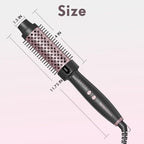 Thermal Brush Blowout, Curling Iron 1.5 Inch Thermal Round Hair Curling Brush with 5 Temp Settings, Universal Voltage, Tourmaline Ceramic, Negative Ion Technology, New Update Rose Gold