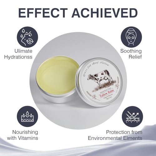 Beef Tallow, Beef Tallow for Skin, Beef Tallow for Face, Grass Fed Beef Tallow, Organic Beef Tallow Balm Face Moisturizer for All Purpose Balm, Natural Beef Tallow Lotion for Skin Care 2 Packs