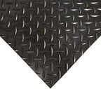 Rubber-Cal Diamond-Plate Rubber Flooring Rolls - 3 mm x 4 ft x 2.5 ft Rolls - Black