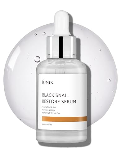 IUNIK Black Snail Serum 70% w/Centella Asiatica Essence | Hydration Dark Spots Fine Lines | Oily Sensitive Acne-Prone Skin Korean Skincare No Pore Clogging