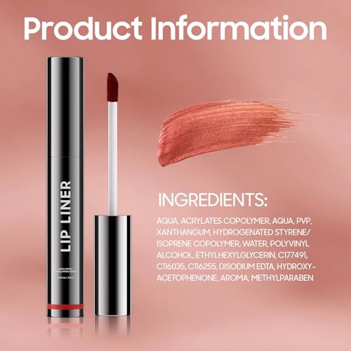 OETUIOW Lip Stain, Lip Liner Stain, Peel Off Lip Liner Tattoo, Long Lasting Lip Stain Waterproof for Women Girls All Skin Types, Transfer-Proof & Natural (Cocoa)