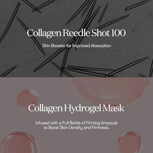 VT COSMETICS Collagen Reedle Shot 100 2-Step Hydrogel Mask(34.5gx4ea), Intensive Firming, Exosome 500Da Collagen, Fine Lines, Overnight Melting Mask, Korean Facial Mask, Pink Collagen