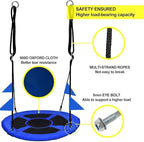 PACEARTH 40 Inch Saucer Tree Swing Flying 900lb Weight Capacity 2 Added Hanging Straps Adjustable Multi-Strand Ropes Colorful Safe and Durable Swing Seat for Children Adults - Blue