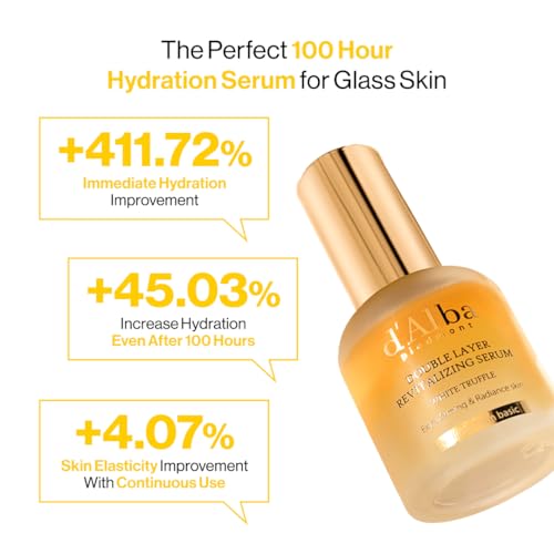 d'alba Piedmont Italian White Truffle Double Layer Revitalizing Serum, 100hr Hydration, Hyaluronic Acid and Centella Asiatica, Skin Firming and Tightening, Long-lasting Korean Skin Care (1.01 fl.oz)