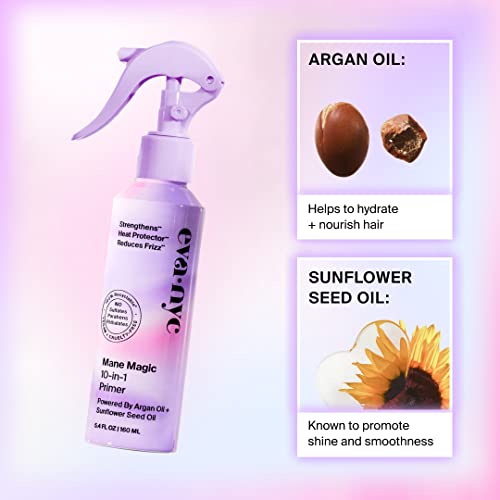Eva NYC Mane Magic 10-in-1 Primer, Heat Protectant for Hair, Infused with Sunflower Seed and Argan Oil for Hair, Sulfate, Paraben & Phthalate Free, 5.4 fl oz