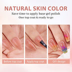 BTArtbox XCOATTIPS Gel Nail Kit - Short Coffin Press on Nails with Gel Glue, Top Coat, Nail Lamp, Pre-colored Short Nail Tips Brown Fake Nails for Daily Nail Art