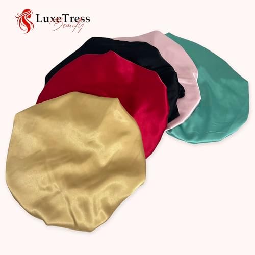 Satin Hair Bonnet by LuxeTress - Premium Soft Feel - Double-Layered Silk Satin - Adjustable Non Slip Band