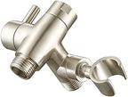G-Promise Solid Metal Shower Arm Diverter with Holder for Hand Held Showerhead and Fixed Spray Head, G 1/2 3-Way Bathroom Universal Diverter System Replacement Part (Brushed Nickel)