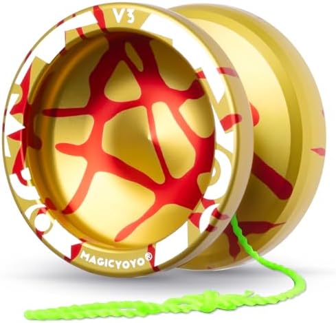 MAGICYOYO V3 Dual Purpose Metal Yoyo for Kids 8-12 & Adults, Responsive Yoyo Professional and Unresponsive Yo yo for Adults, Trick Yo-yo with 12 Strings, Bearings & Carry Case(Golden Red Splash)