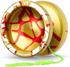 MAGICYOYO V3 Dual Purpose Metal Yoyo for Kids 8-12 & Adults, Responsive Yoyo Professional and Unresponsive Yo yo for Adults, Trick Yo-yo with 12 Strings, Bearings & Carry Case（Golden Red Splash）