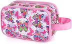 Kids Toiletry Bag for Girls, Travel Toiletry Bag for Little Young Girls Cosmetic Bag Makeup Bag Waterproof Hanging Wash Bag Toddler Toiletries, Butterfly Pink