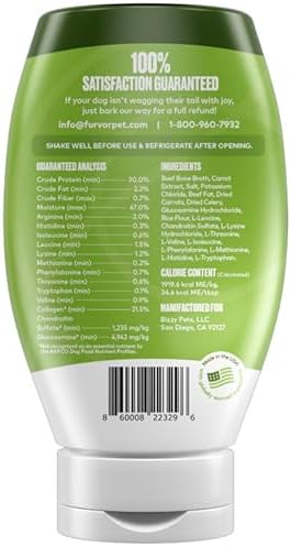Mobility Support Beef Bone Broth for Dogs | Hip & Joint Support for Dogs | Glucosamine & Amino Acid Boosted | Human Grade Ingredients | Just add Water | Made in USA, 12 oz