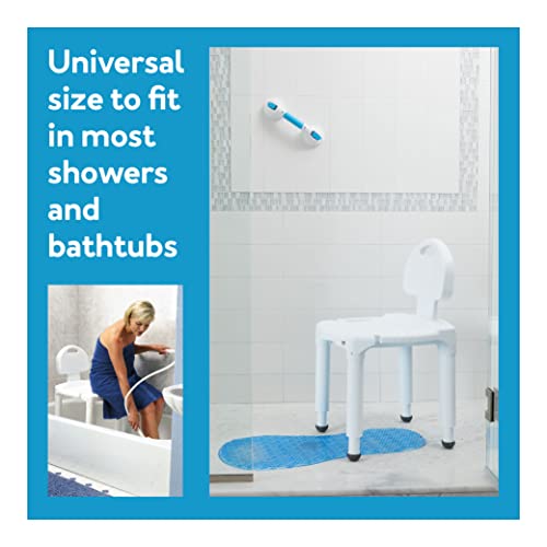 Carex Bath Seat And Shower Chair with Backrest for Seniors, Bath Chair For Elderly, Disabled, Handicap, and Injured Persons, Supports Up To 400lbs, Shower Seat For Inside Shower, Made in USA