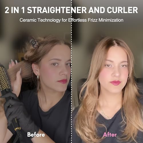 Thermal Brush 1.5", Thermal Round Hair Curling Brush with 2 Settings, Long Lasting Universal Voltage Heated Curling Iron for All Hair, Tourmaline Ceramic, Negative Ion Technology, Gold