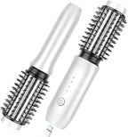 Cordless Curling Iron Brush, 2024 New Portable Travel Curling Iron Mini Brush for Women, 7000Mah USB Rechargeable Curling Wand Brush with Negative Ion, White