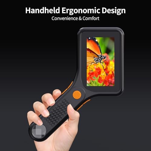 Digital Microscope for Adults, Handheld Pocket USB Microscope with 3 Inch HD Screen, Portable Coin Magnifier with 8 Adjustable LED Lights, Compatible with Windows & MacOS View - Black