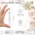120 Count Wedding Mini Bubble for a Wedding Wands Bulk Heart Bubble Wand for Guests Send Off Party Supplies Valentine Anniversaries Celebration (Love Air)