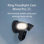 Ring Floodlight Cam Wired Pro with Bird’s Eye View and 3D Motion Detection, Black