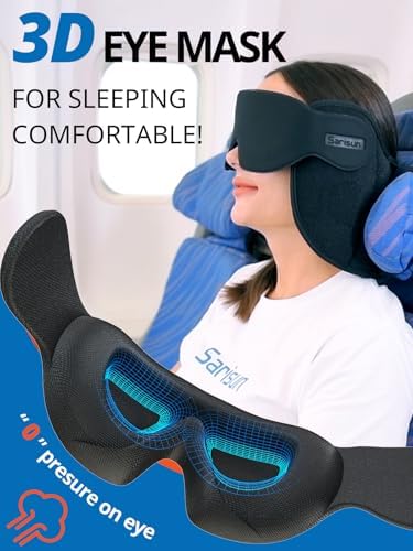 Upgraded Travel Pillow, U-Shaped Airplane Head Strap for All Heights, 360° Support, 3D Sleep Mask, 100% Light Blocking, Long Flights Essentials Headrest, Stop Bobblehead, Red