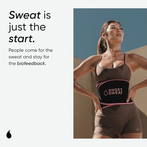 Sports Research Sweet Sweat Waist Trimmer (Core Series) - Premium Sweat Enhancing Fitness Band for Women & Men - Adjustable Fit �� Latex-Free Neoprene - Pink Logo, Small