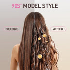 Thermal Brush 1.5", Thermal Round Hair Curling Brush with 2 Settings, Long Lasting Universal Voltage Heated Curling Iron for All Hair, Tourmaline Ceramic, Negative Ion Technology, Gold