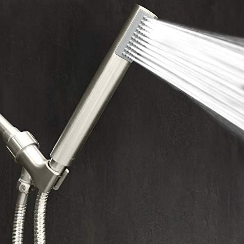 Luxury Spa: Brushed Nickel Hand Held Shower Head, 1.1 inch High Pressue Handheld Showerhead with Extra-Long Stainless Steel Hose, Experience MAXX Comfort and Elegance (Brushed Nickel)