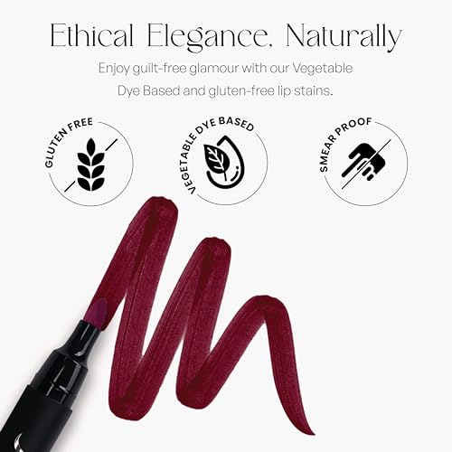 SORMÉ Smooch Proof Lip Stains with Matte Finish - Long lasting Lip Stain with A Felt-tip Nib Precision Lip Marker - Gluten Free, Vegetable Dye Based, Smear Proof, and Color Pop Lip Stain Marker - Vamp