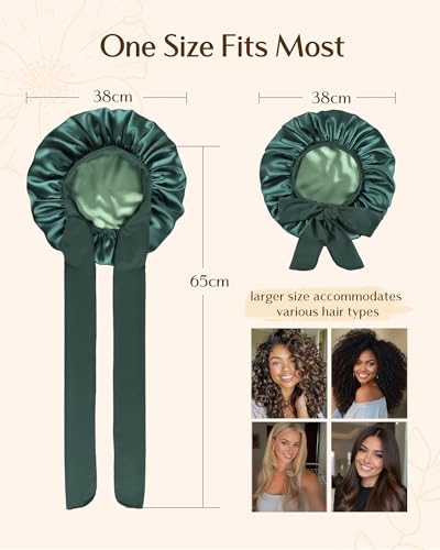 YANIBEST Double Layer Satin Silk Bonnet for Sleeping Hair Bonnet with Elastic Tie Band for Curly Hair Wig Caps Sage