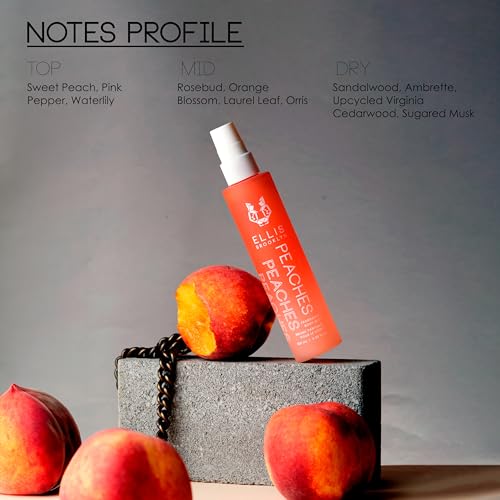 Ellis Brooklyn PEACHES Hair And Body Mist - Fruity Floral Perfume For Women with Sweet Peach, Rosebud, & Sandalwood, Vegan Perfume Made In The USA