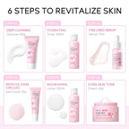 Skin Care Set JAPAN SAKURA Women Beauty Gift Sets Skin Care Kit with Cleanser, Toner, Lotion, Serum, Eye Cream, Face Cream Travel Kit for Women Teen Girls Mom Daughter TSA-friendly Sizes 6pcs