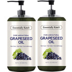 Grapeseed Oil 33.8 Fl Oz - Pack of 2 x 16.9 Fl Oz - 100% Pure and Natural and Cold Pressed