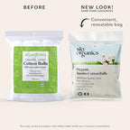 Sky Organics Organic Jumbo Cotton Balls for Sensitive Skin, 100% Pure Organic Cotton Sustainably Grown, Chlorine Free, Hypoallergenic, Ultra-Soft and Absorbant for Beauty&Personal Care, 300 ct