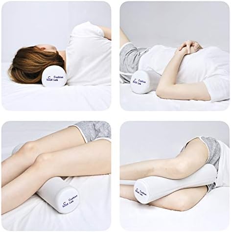 C CUSHION LAB Roll Pillow for Neck Relief - Extra Dense Memory Foam Round Cylinder Bolster for Cervical Support, Spondylosis, Neck Pain Relief, & Spine Lumbar Traction - Washable Cover & Travel Bag
