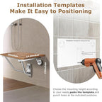 Folding Shower Seat Wall Mounted 20" with Stainless Steel Bracket, Structural Stability, 500 lb Capacity, Space-Saving, Teak Shower Bench for The Elderly, Disabled, Pregnant Individuals, Children