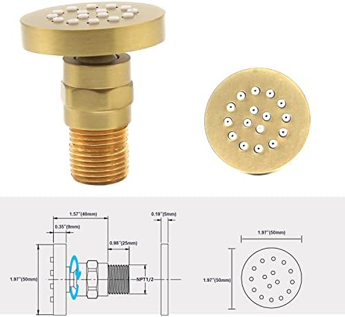 Brass Round Shower Body Spray Jets 4 Pack, HOMEDEC Spa Massage Nozzle 2inch Rain Showerhead Wall Mount Rainfall Shower Head Sprayer, Brushed Gold