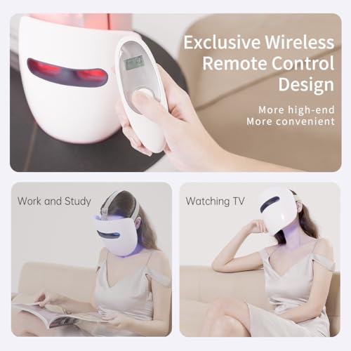 LED Face Mask, 8 Color LED Mask for Face Skin Care, FSA/HSA Eligible, Red Light Mask for Face, Infrared, Red & Blue Light Mask, Wrinkle Reduction, Wireless. (Miracle ACE RB-050)