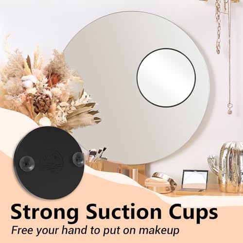 Magnifying Mirror, 10X & 20X & 30X Set, Magnified Mirror 3.5" with Two Suction Cups, Travel Magnifying Mirror Set Comes with Portable Storage Bag, Compact Small Magnifying Mirror for Travel(Black)