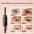 Heated Eyelash Curlers - Fast Heat up Within 10s - 24 Hours Long Lasting - Rechargeable Electric Eyelash Curler with Type-C, with 4 Heating Modes Anti-Burn Mini Lash Curler with LED Display-Black