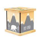 Wooden Piggy Bank for Kids and Adults, Personalized Gift Handmade in USA by BloomOwl, Custom Piggy Bank, Personalized Banks for Kids, Gifts for Baby Boys and Girls (Bear and Mountain)