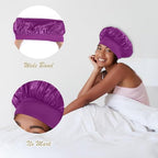 KEPUWAY 10 Pcs Bonnet, Superior Satin Bonnet with Elastic Wide Band, Silk Hair Bonnet for Sleeping Women Men curly Dreadlock Braid Hair