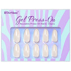 BTArtbox Press On Nails Medium Almond - Fall Press on Nails Chrome Nails, Light Weight & Fit Perfectly Fake Nail with Nail Glue, Nude Glue On Nails in 15 Sizes, Glazed Donut