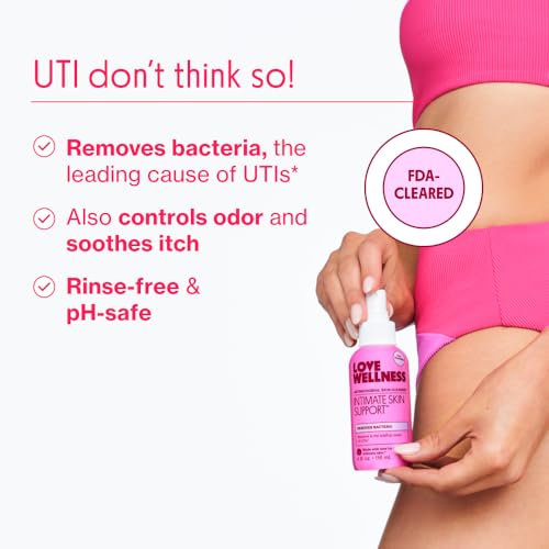 Love Wellness Intimate Skin Support I UTI Prevention and Cleanser Spray I Odor Removal & Itch Relief, Hypochlorous Acid Formula, pH-Balanced & Fragrance-Free, 4 fl oz