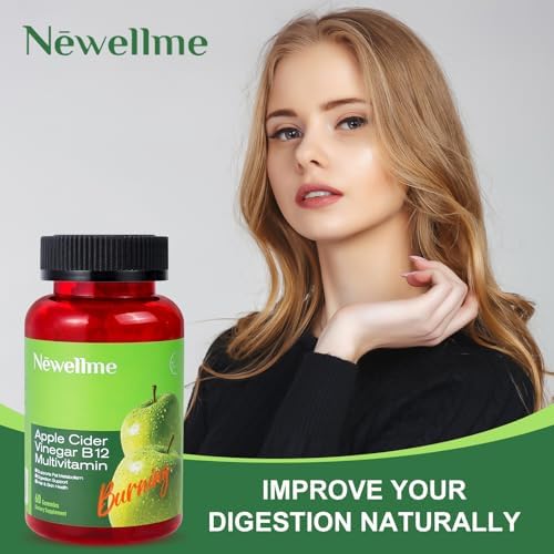 NEWELLME Sugar-Free Apple Cider Vinegar Gummies B12 Multivitamin,ACV Supplement Gummy Vitamins,Vegetarian Supplement for Women & Men,Non GMO,Support Normal Energy Levels & Gut Health 120 Gummies (120)