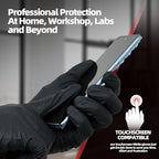Jointown Basic Heavy Duty Nitrile Gloves, 8 Mil Black Mechanic Disposable Gloves X-Large with Raised Diamond Texture, Latex Free, Powder Free Industrial Automotive Work Gloves Box of 200